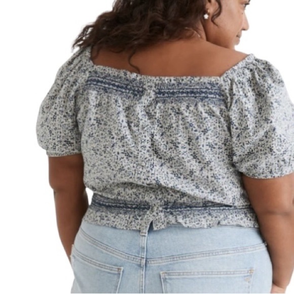 Madewell Plus Jeanette Top in Florentine Floral Blue Women's Top Size 3X - Picture 4 of 4